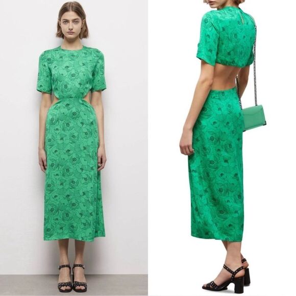 THE KOOPLES Floral Poppies Cutout Midi Dress - Picture 1 of 7